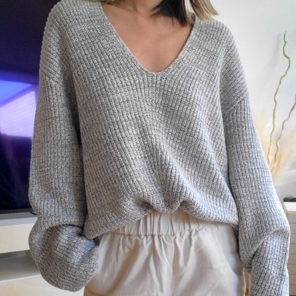Urban Outfitters Sweaters | Knit Oversized Sweater | Color: Gray/White | Size XS - Picture 4 of 8